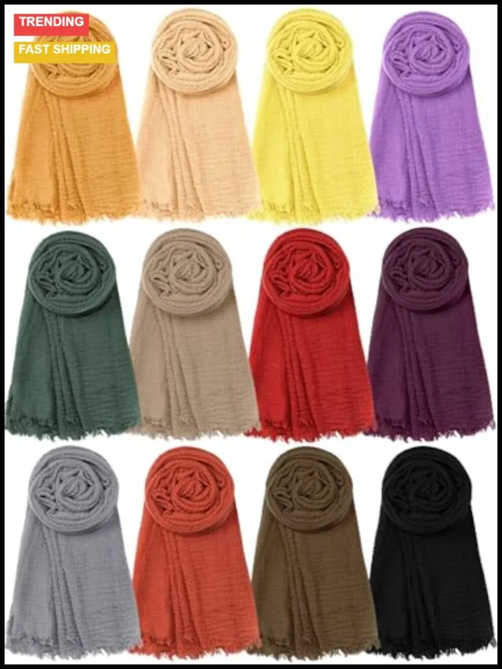 12 Pcs Soft Cotton Hijab Scarves for Women Long Head Scarf Wrap Shawl